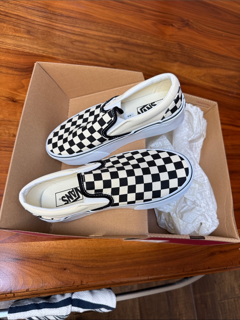 Vans Classic Slip-On Stacked (platform) in Black and White Checkerboard